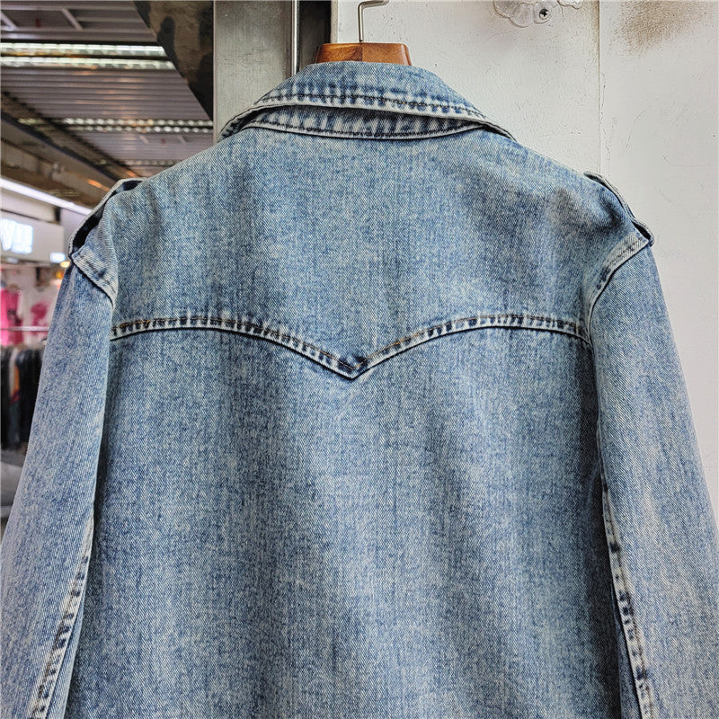 Trendy Women's Streetwear Denim Jacket with Pockets