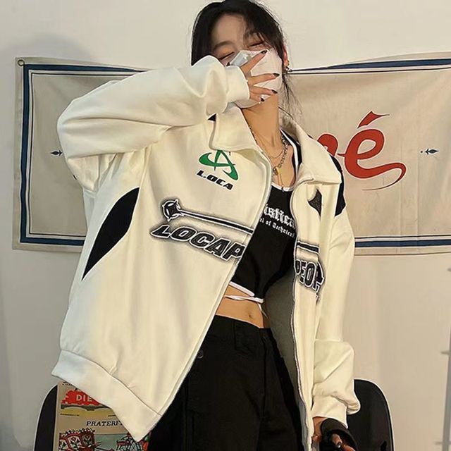 Korean Streetwear Green Hoodie for Women