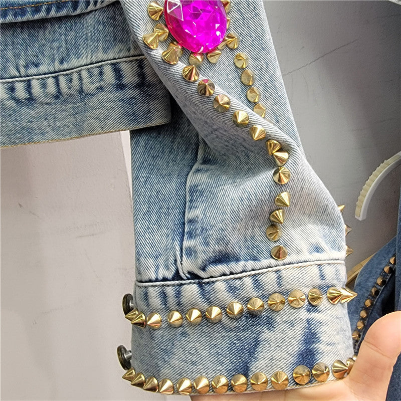 Trendy Women's Streetwear Denim Jacket with Pockets