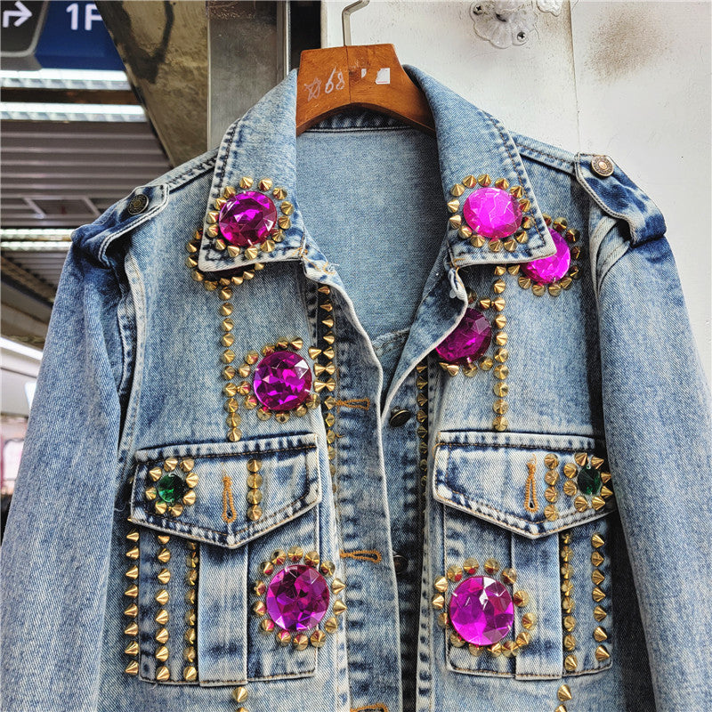 Trendy Women's Streetwear Denim Jacket with Pockets