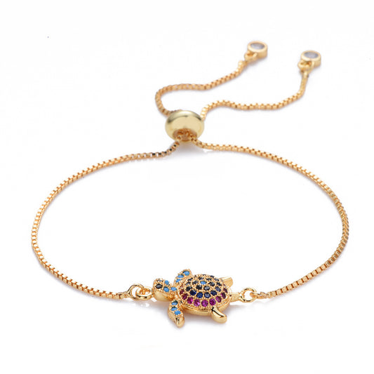 Colorful Sea Turtle Pendant Bracelet, Turtle Bracelet
