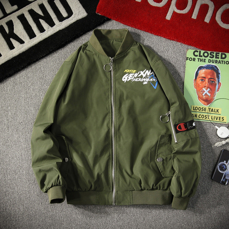 Trendy Men's Streetwear Jacket - Flight & Work Style
