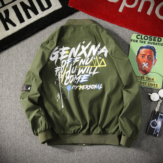 Trendy Men's Streetwear Jacket - Flight & Work Style