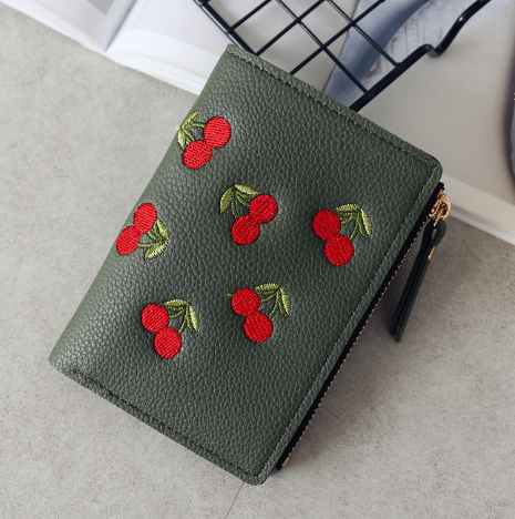 Cherry Embroidery Coin Purse
