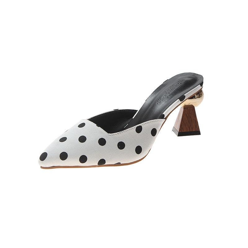 Women's Polka Dot Mule Heels with Cup Heels 2021