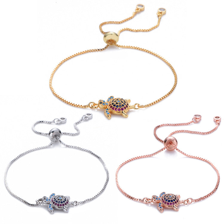 Colorful Sea Turtle Pendant Bracelet, Turtle Bracelet